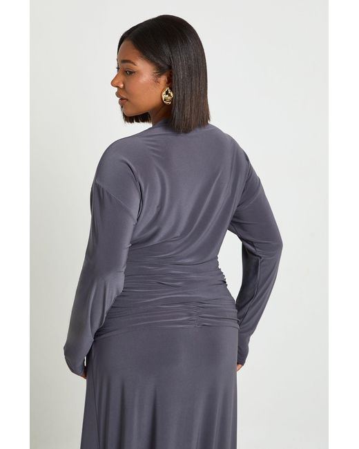 Boohoo Blue Plus Blouson Long Sleeve Top