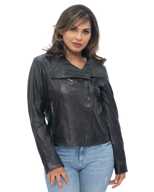 Infinity Leather Black Shawl Wrap Biker Jacket