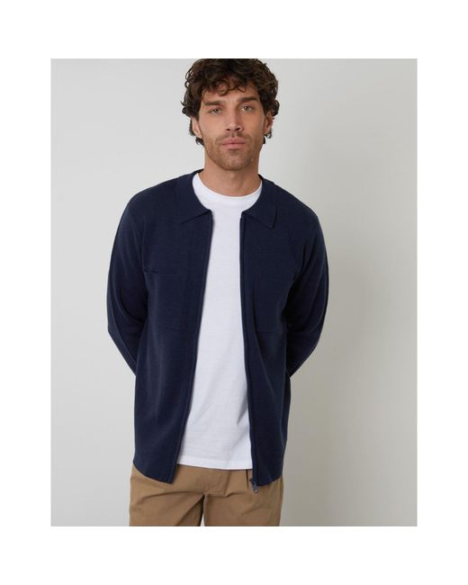 Threadbare Blue Burleigh Zp Cardi for men