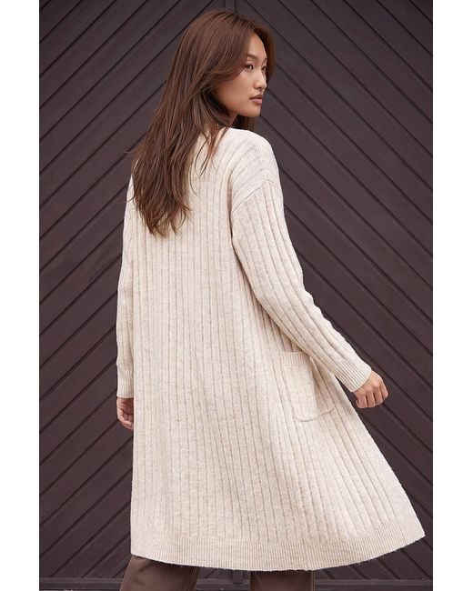 Roman Brown Long Line Pocket Cardigan