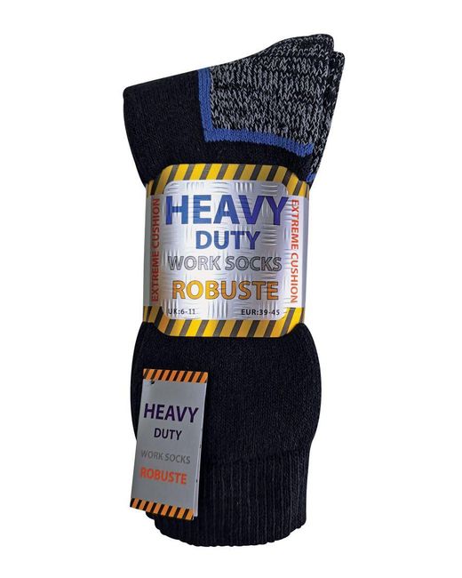 Sock Snob Blue 3 Pairs Heavy Duty Cotton Cushioned Work Boot Socks for men