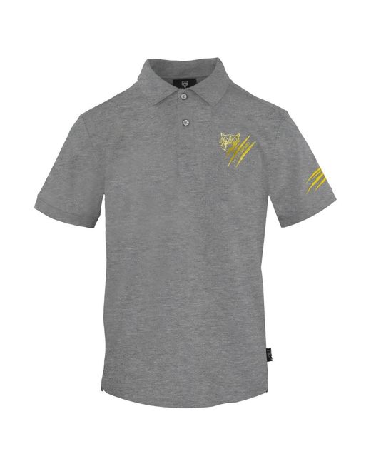 Philipp Plein Gray Tiger Scratch Logo Polo Shirt Cotton for men