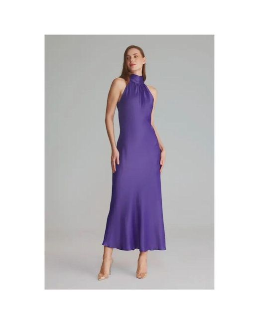 GUSTO Purple Halter Neck Maxi Dress