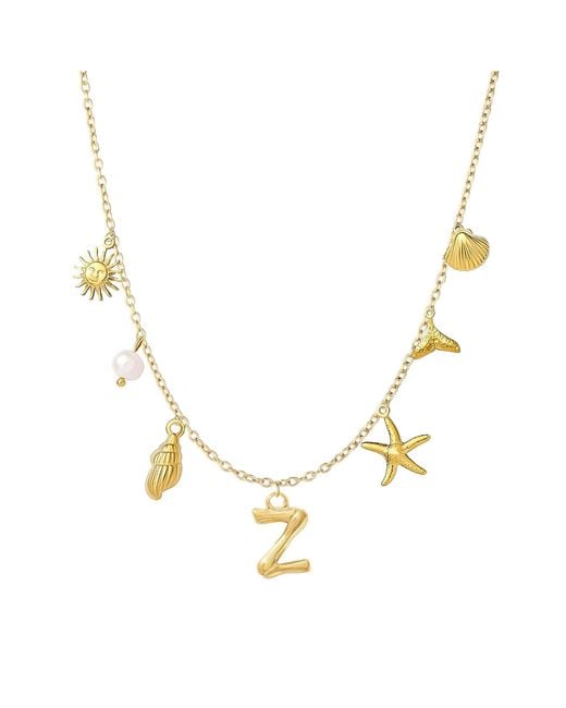 The Jewellery Stockroom Metallic Plated Sea And Initial Life Statement Charm Necklace