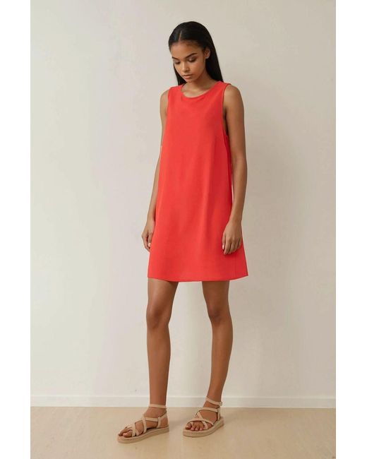 Hiccup Red Crew Neck A-Form Fit Mini Dress