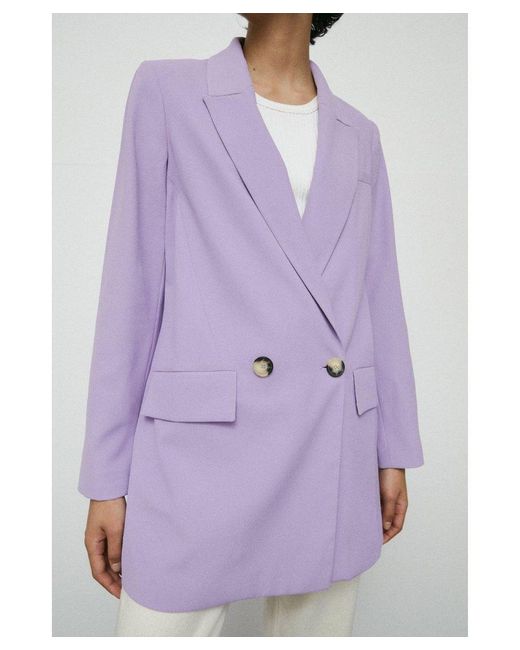 Warehouse Purple Relaxed Double Breasted Blazer