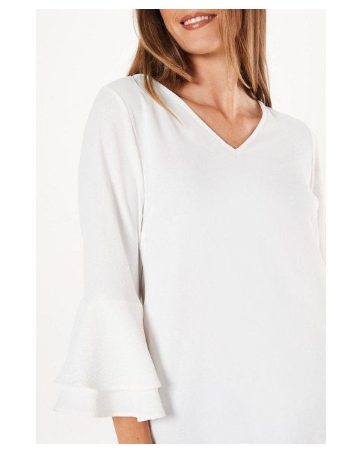 Wallis White Ivory Flute Sleeve Top