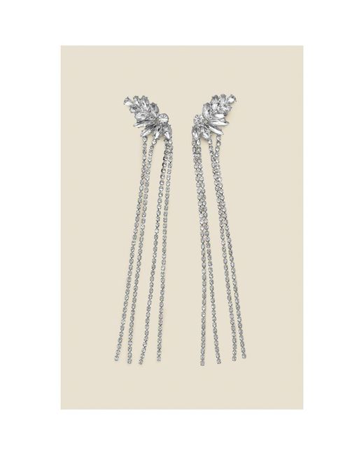 Sosandar Brown Rhinestone Detail Diamante Drop Earrings