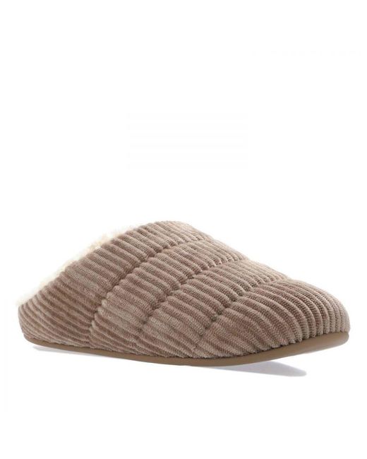 Fitflop Brown Womenss Fit Flop Chrissie Fleece-Lined Corduroy Slippers
