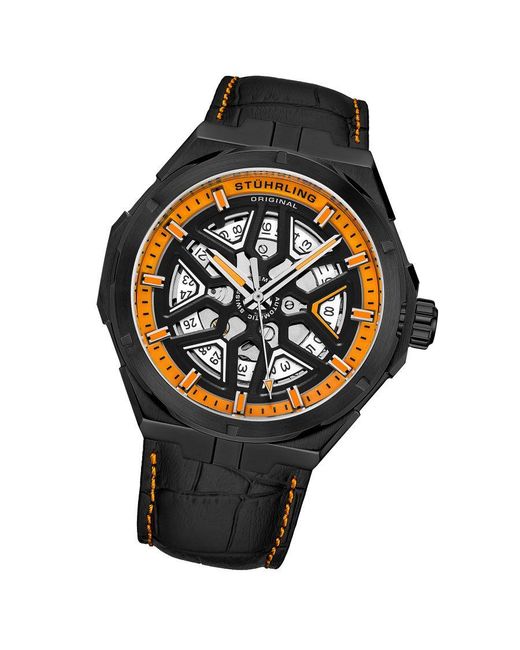 Stuhrling Gray And Gio Swiss Automatic 44Mm Skeleton for men