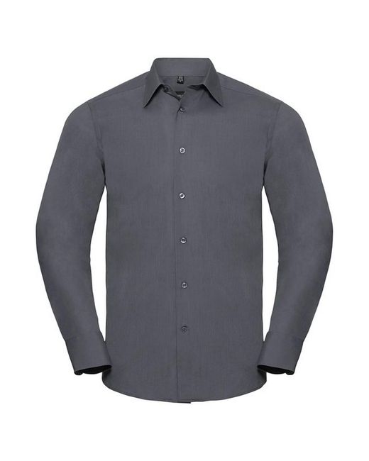 Russell Russell Collection Polycotton Easy-care Formeel Overhemd Met Lange Mouwen (konvooi Grijs) in het Blue voor heren