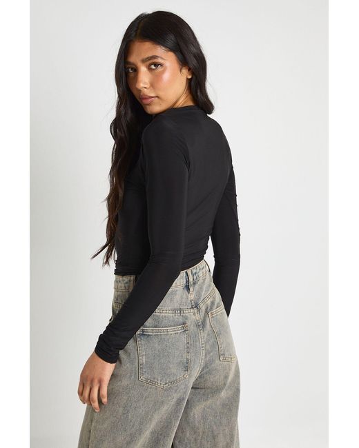 Boohoo Black Tall Double Layer Slinky Long Sleeve Top