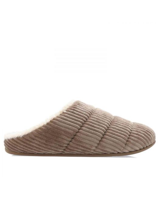 Fitflop Brown Womenss Fit Flop Chrissie Fleece-Lined Corduroy Slippers
