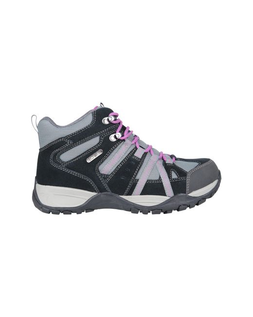 Mountain Warehouse Gray 'Direction' Walking Boots Wide Fit Rubber Outsole Waterproof Shoes Leather