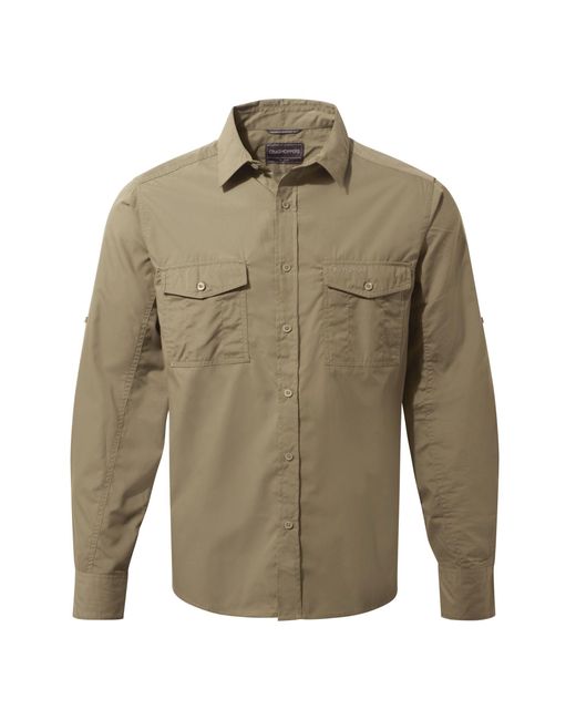 Craghoppers Green Expert Kiwi Long-Sleeved Shirt (Pebble) for men