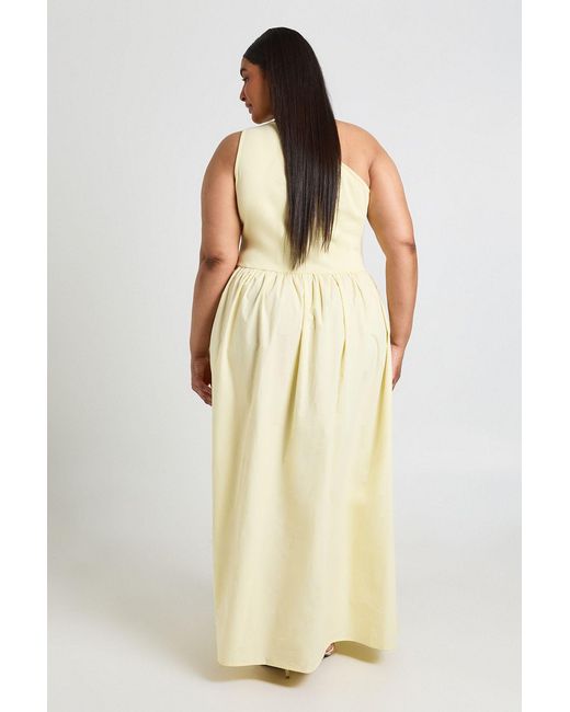 Boohoo Natural Plus Rib Cotton Mix Midaxi Dress