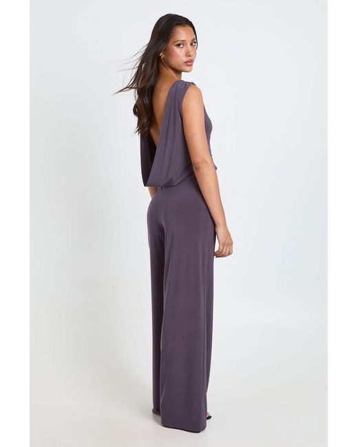 Boohoo Purple Cowl Back Crop Top With Trim