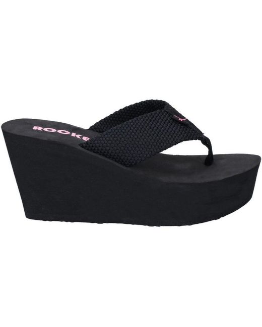 Rocket Dog Black Diver Webbing Slip On Wedge Flip Flops