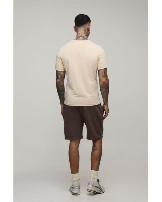 BoohooMAN Brown Tall Essential Washed Relaxed Fit Short for men