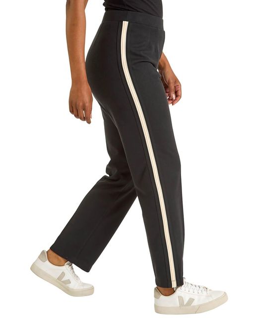 Roman Black Petite Side Stripe Ponte Trouser