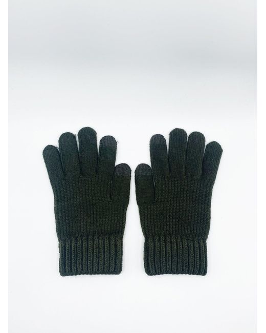 SVNX White Ribbed Knitted Gloves for men