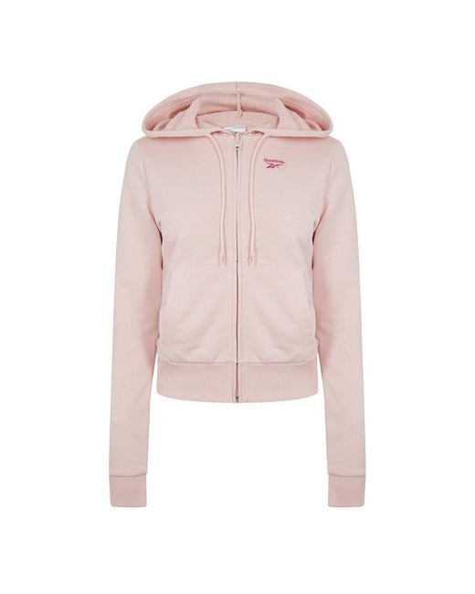 Reebok Pink Hooded French Terry Full-Zip Jacket
