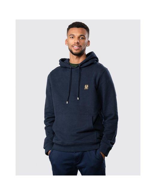 Belstaff Blue Pullover Logo Patch Hoodie for men