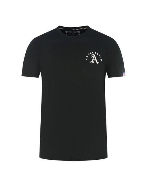 Aquascutum Black London Embroidered A Logo T-Shirt for men