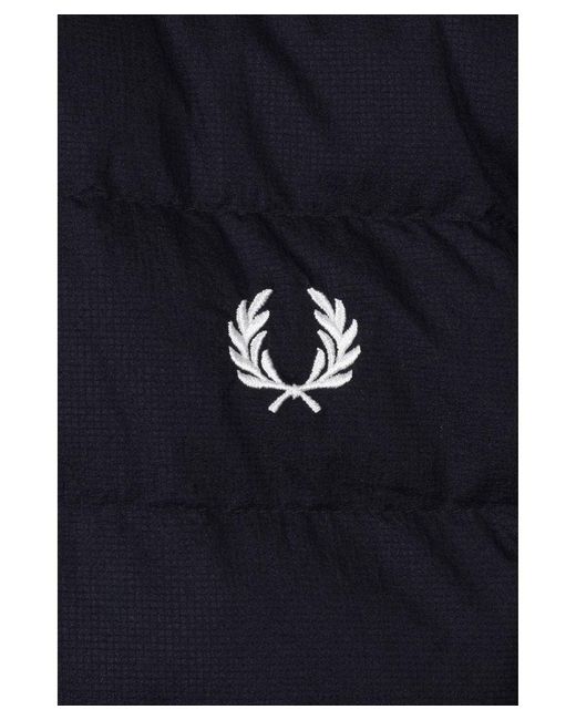 Fred Perry Blue Hooded Insulated Jacket for men