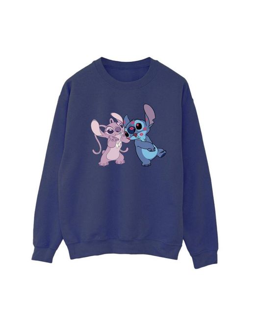 Disney Blue Ladies Lilo & Stitch Kisses Sweatshirt ()