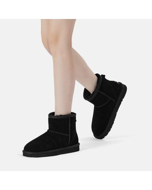 EverAu Australia Black Ever Au Ostrich Leather Short Boots