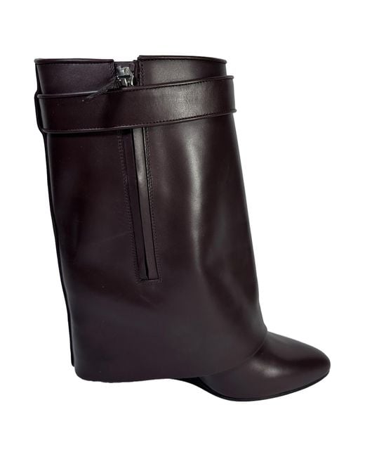 Givenchy Black Shark Lock Wedge Mid-Calf Boots