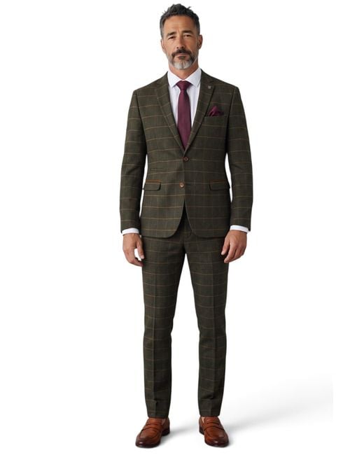 Paul Andrew Black Tweed Herringbone Formal Check Blazer for men