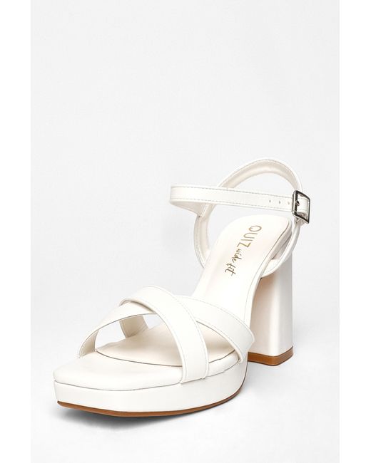 Quiz White Wide Fit Platform Heels