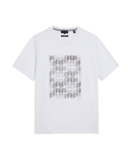 Ted Baker White Tessman Box Printed T-Shirt Cotton for men
