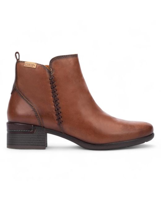 Pikolinos Brown Cuero Leather Ankle Bootie Zip Heel Boots