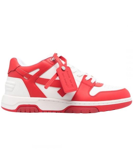 Off-White c/o Virgil Abloh Red Off- Out Of Office Low Top Leather Sneakers for men