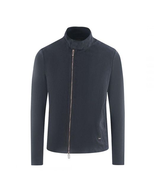 Emporio Armani Blue Leather Jacket for men