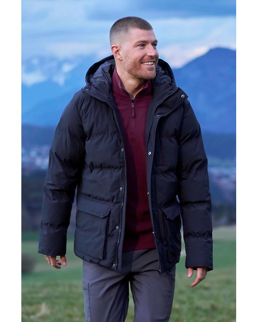 Mountain Warehouse Blue 'Sage' Padded Parka Jacket Heat Seal Water Resistant Warm Cosy Coat for men