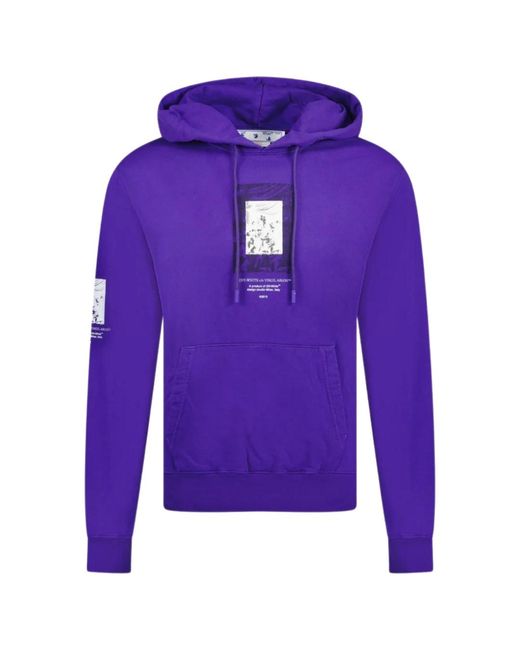 Off-White c/o Virgil Abloh Purple Paint Mirror Logo Slim Fit Hoodie for men