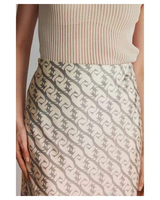 GUSTO Gray Monogram Print Satin Skirt