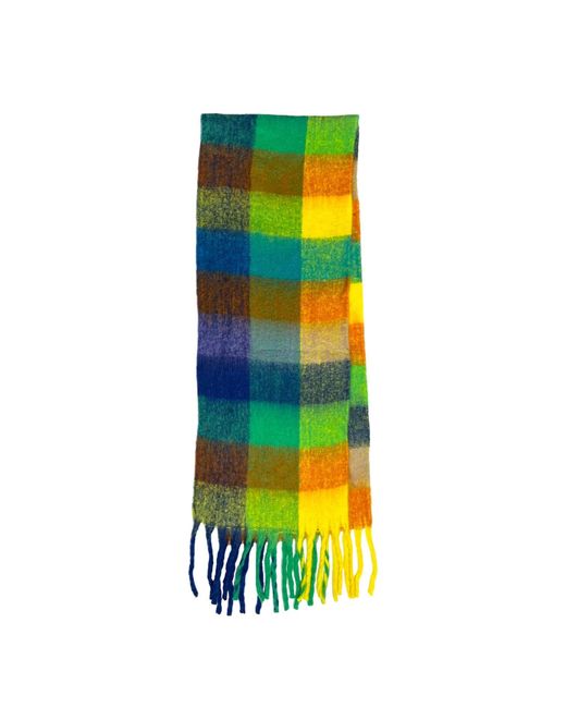 SVNX Yellow Soft Chunky Checked Scarf With Tassels