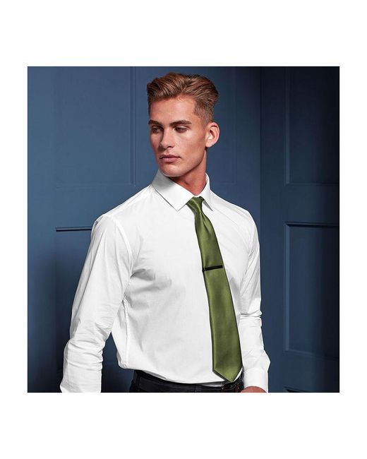 PREMIER Green Plain Satin Tie (Narrow Blade) for men