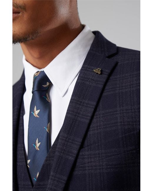 Antique Rogue Blue Long Sleeve Slim Fit Suit Jacket for men