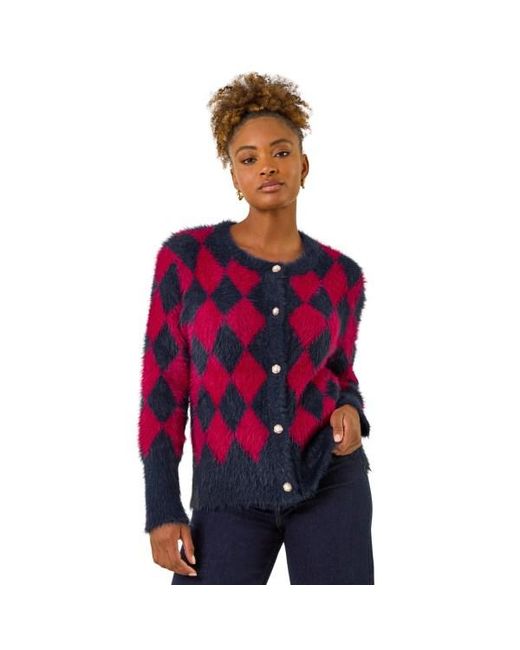 Roman Red Check Buttoned Cardigan