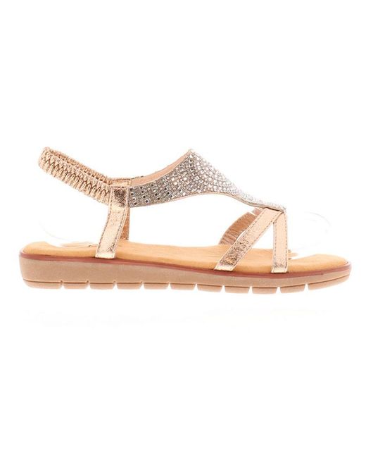Platino Pink Strappy Sandals Dazzle Elasticated Rose