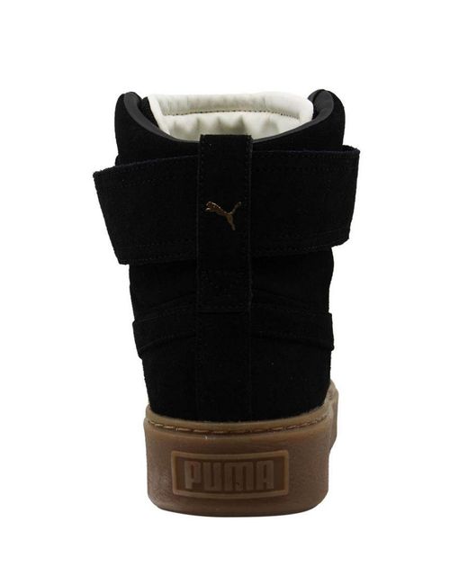 PUMA Black Platform Mid Ow Strap Leather Lace Up Trainers 364588 03 Leather (Archived)