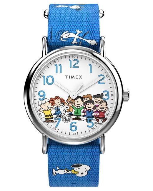 Timex Blue Weekender X Peanuts Gang's All Here Watch Tw2W19400 Fabric