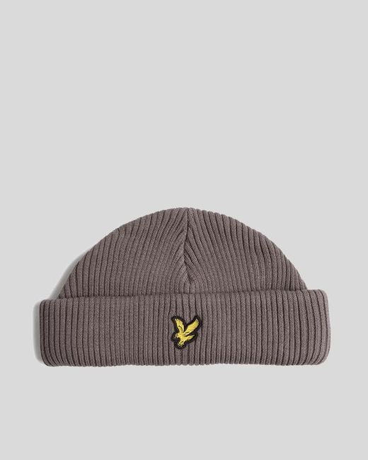 Lyle & Scott Brown Cotton Ribbed Beanie for men