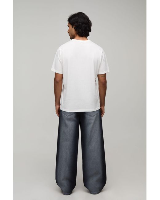 BoohooMAN Black Fade Wash Extreme Distressed Baggy Fit Jeans for men